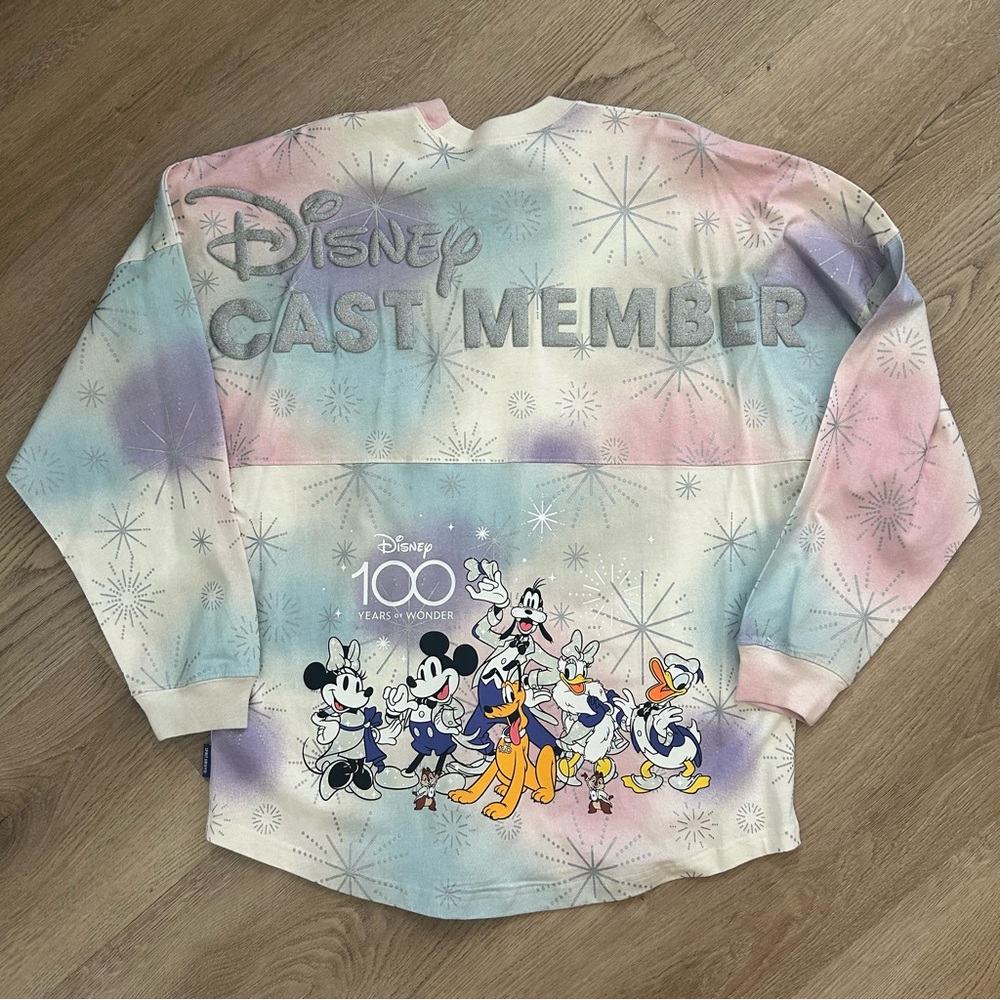 Disney Pastel Tie-Dye 'Cast Member' Crewneck Sweater with Classic Characters